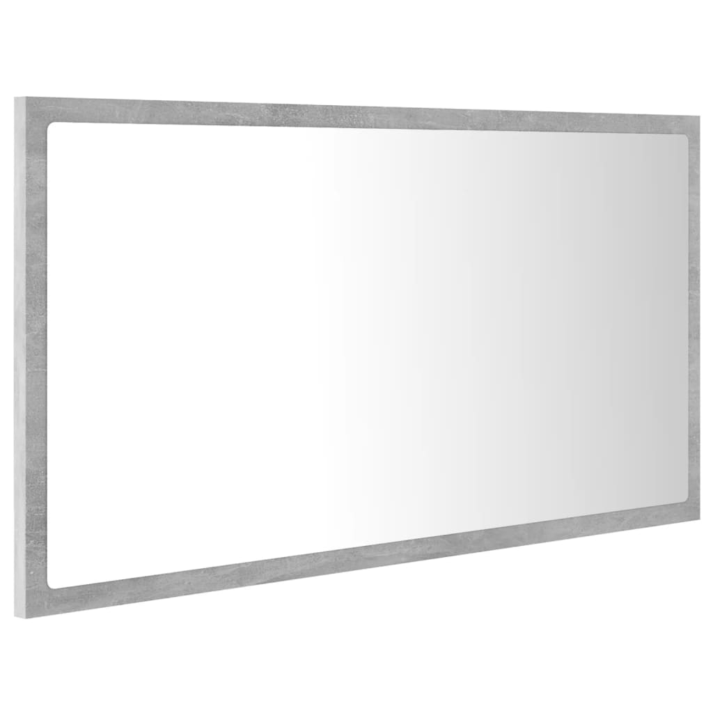 badeværelsesspejl med LED-lys 80x8,5x37 cm akryl betongrå