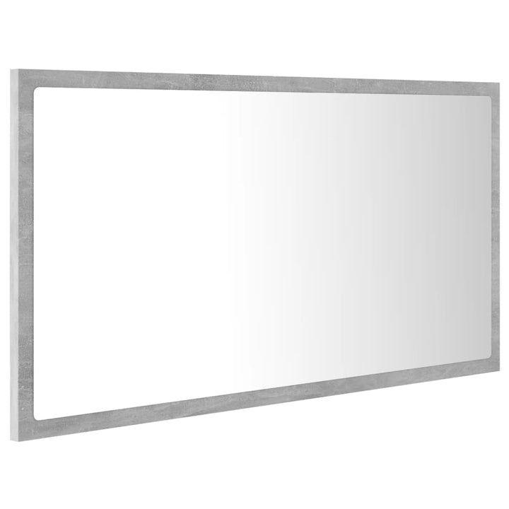 badeværelsesspejl med LED-lys 80x8,5x37 cm akryl betongrå