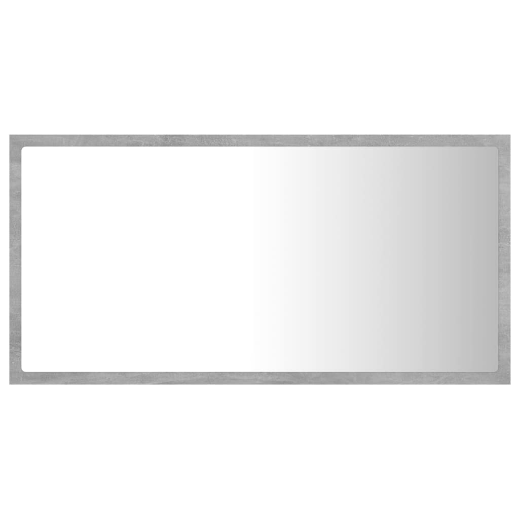 badeværelsesspejl med LED-lys 80x8,5x37 cm akryl betongrå