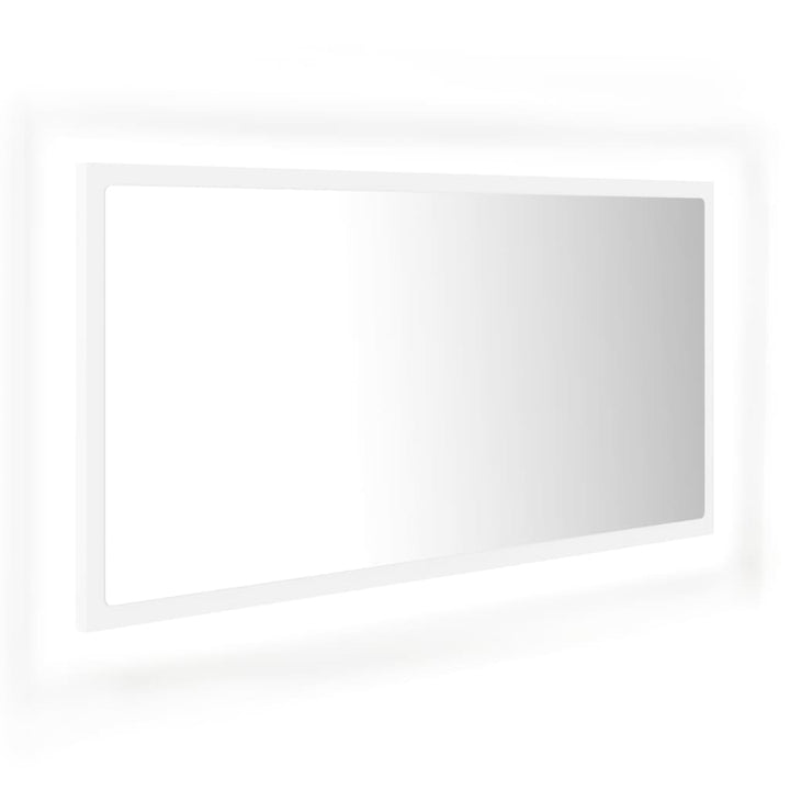 badeværelsesspejl med LED-lys 90x8,5x37 cm akryl hvid