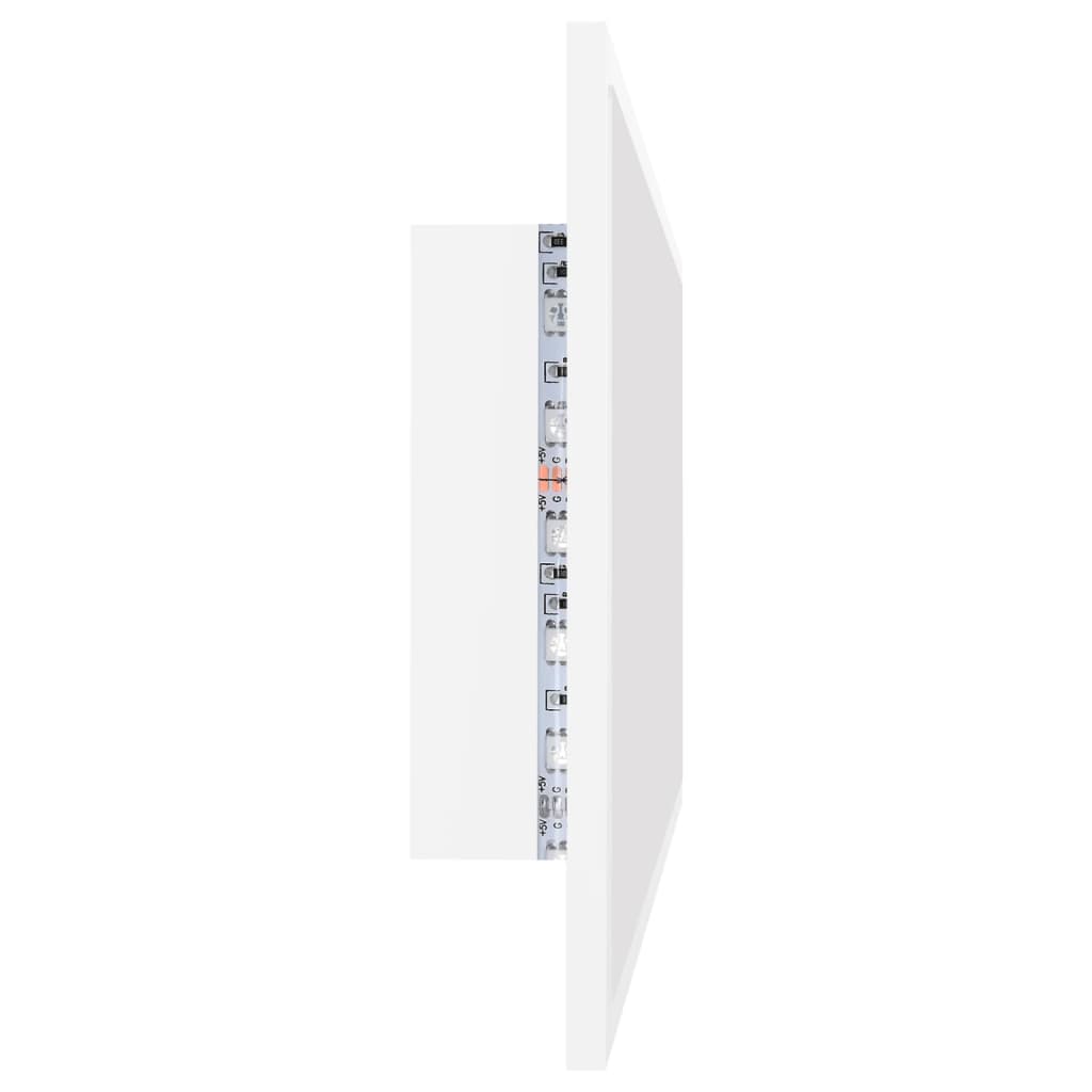 badeværelsesspejl med LED-lys 90x8,5x37 cm akryl hvid