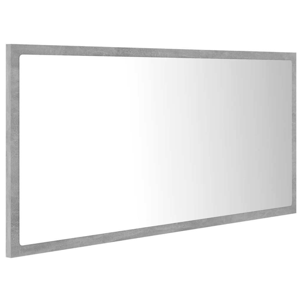 badeværelsesspejl med LED-lys 90x8,5x37 cm akryl betongrå