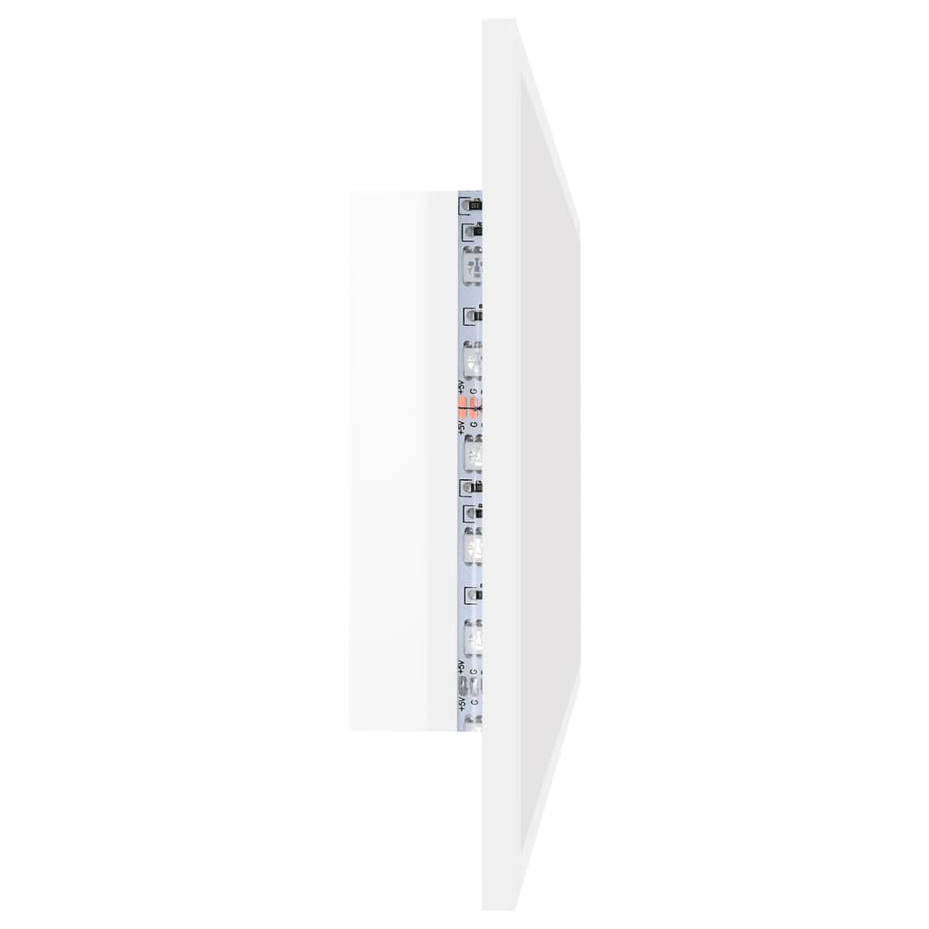 badeværelsesspejl med LED-lys 90x8,5x37 cm akryl hvid højglans