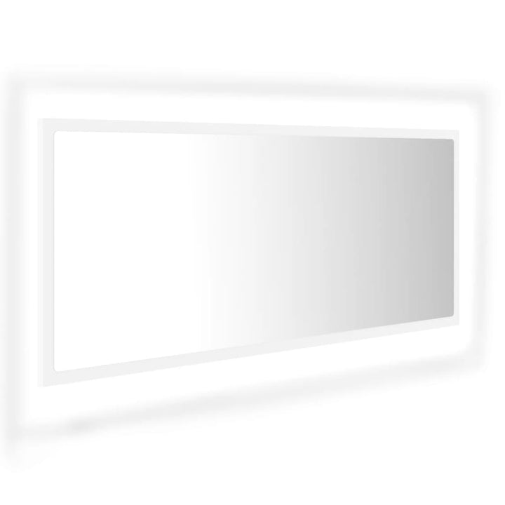 badeværelsesspejl med LED-lys 100x8,5x37 cm akryl hvid