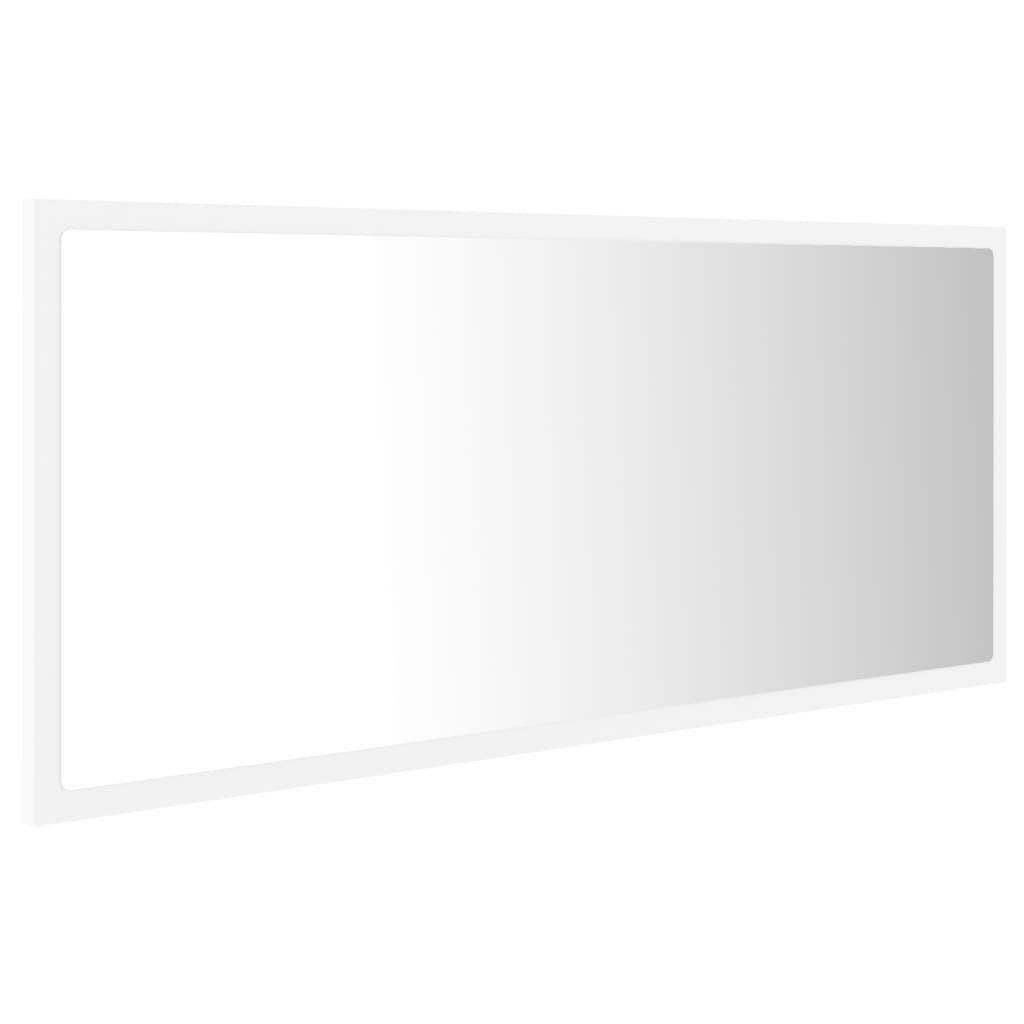 badeværelsesspejl med LED-lys 100x8,5x37 cm akryl hvid