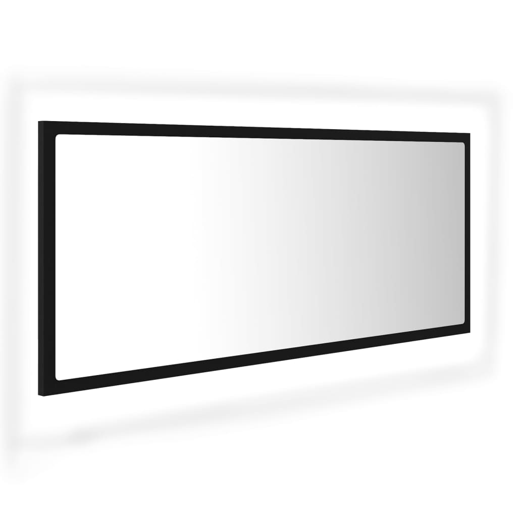 badeværelsesspejl med LED-lys 100x8,5x37 cm akryl sort