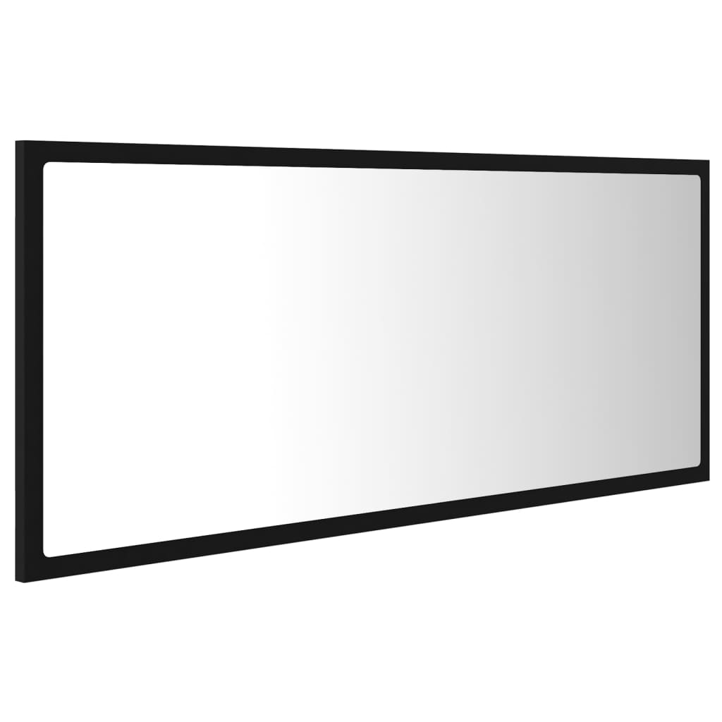 badeværelsesspejl med LED-lys 100x8,5x37 cm akryl sort