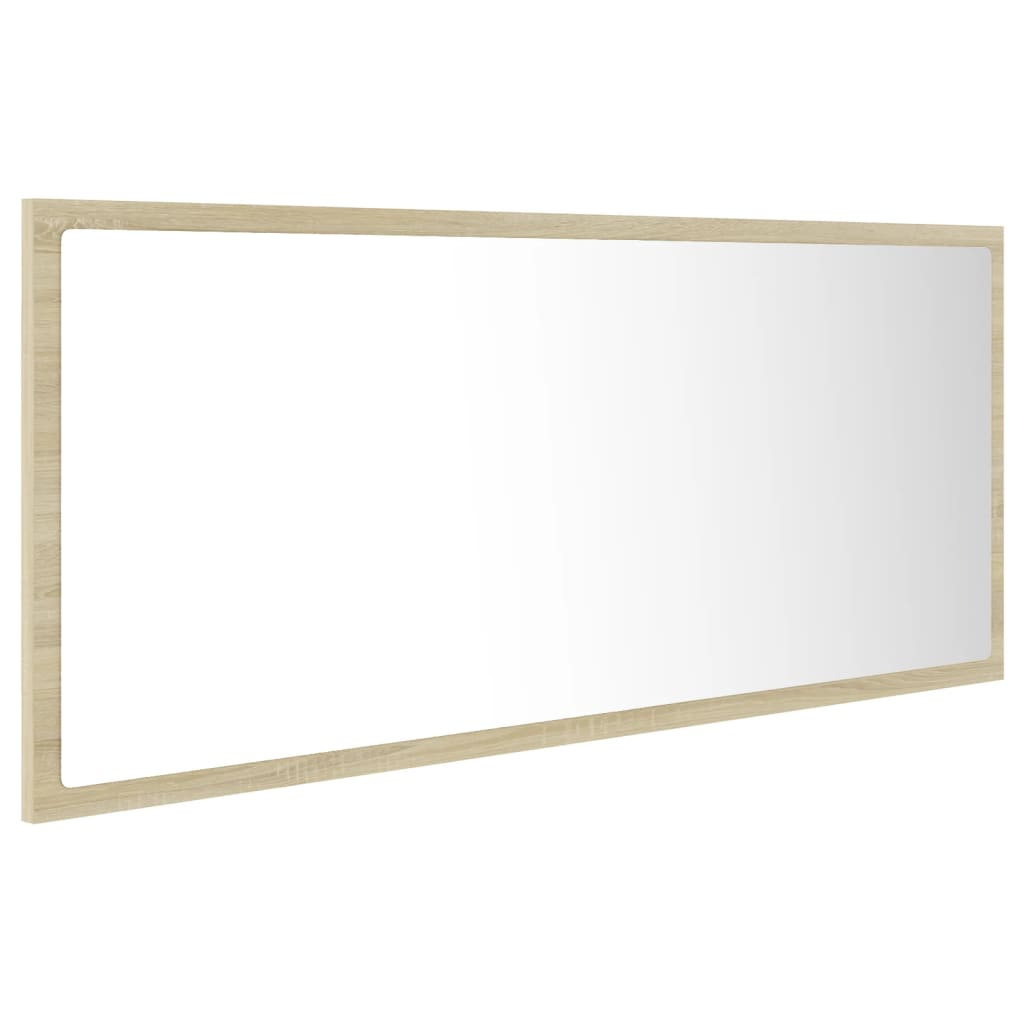 badeværelsesspejl med LED-lys 100x8,5x37 cm akryl sonoma-eg