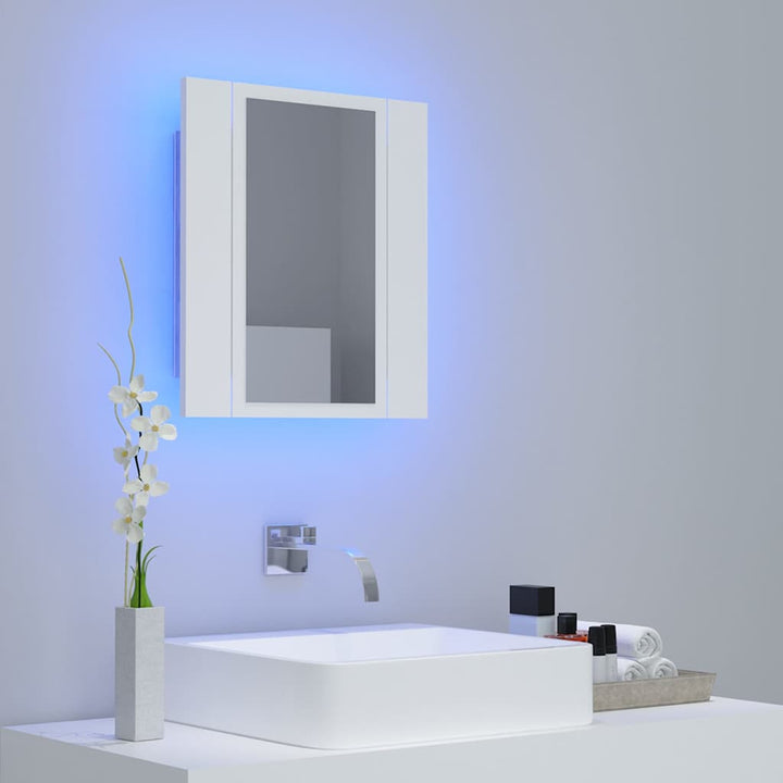 badeværelsesskab med LED-lys 40x12x45 cm akryl hvid