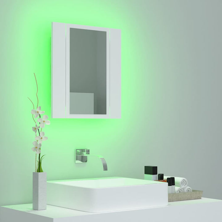 badeværelsesskab med LED-lys 40x12x45 cm akryl hvid
