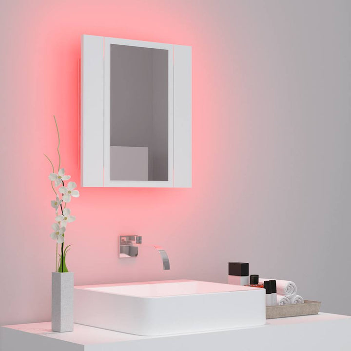 badeværelsesskab med LED-lys 40x12x45 cm akryl hvid