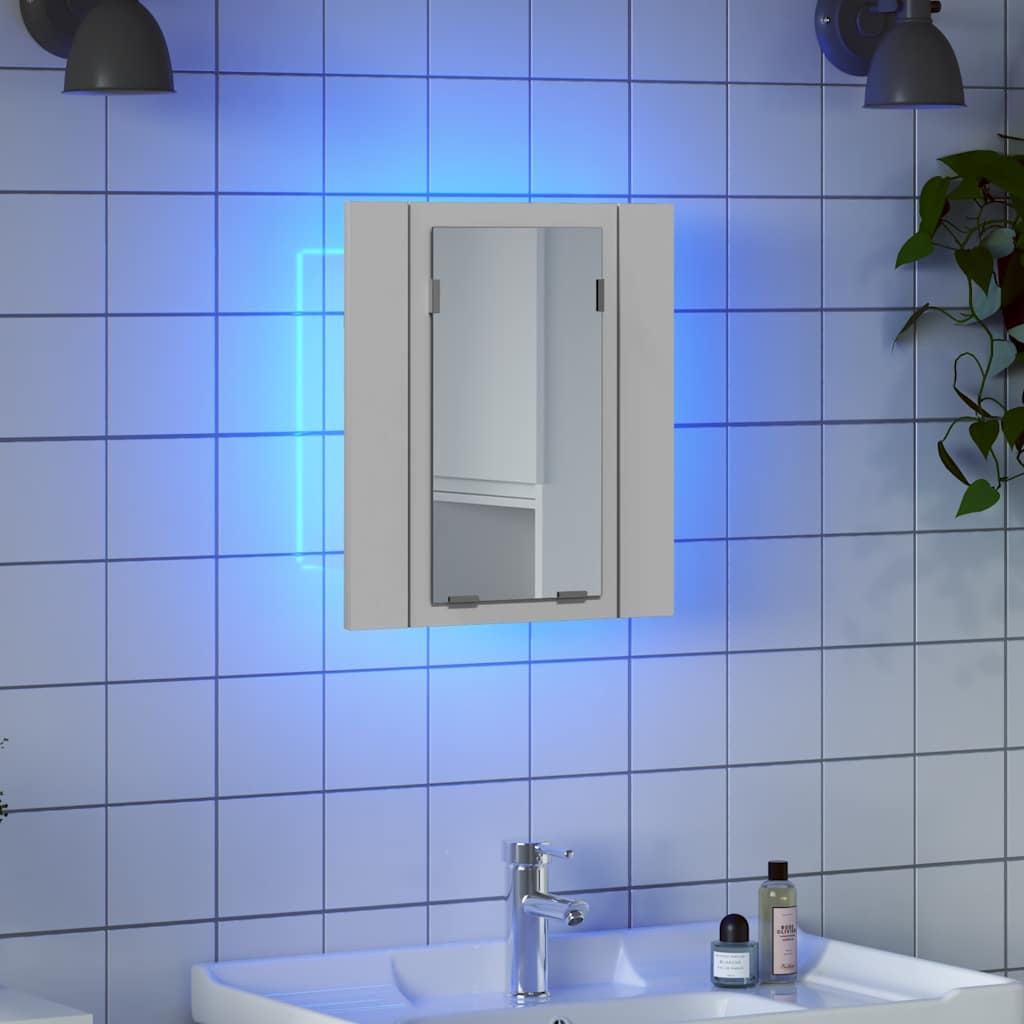 badeværelsesskab med LED-lys 40x12x45 cm akryl hvid