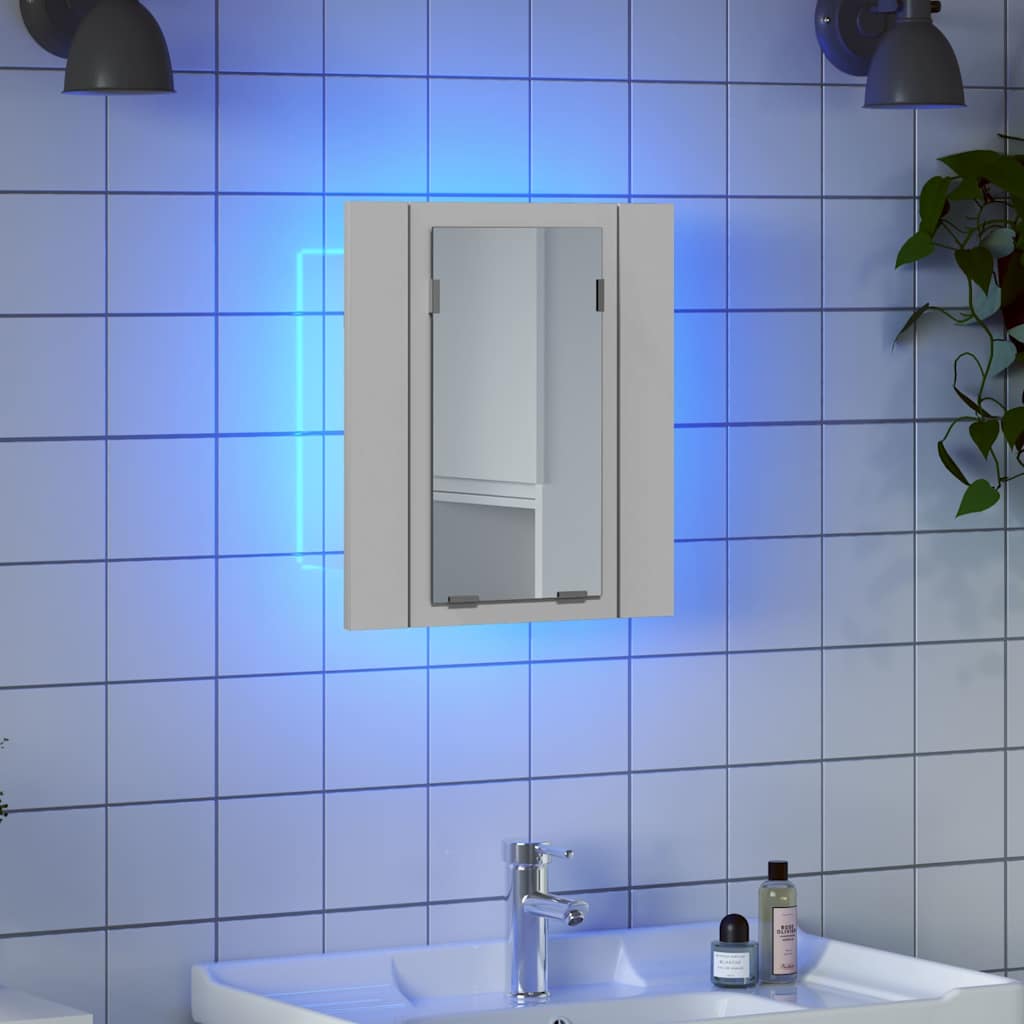 badeværelsesskab med LED-lys 40x12x45 cm akryl hvid