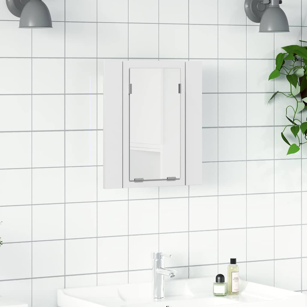 badeværelsesskab med LED-lys 40x12x45 cm akryl hvid