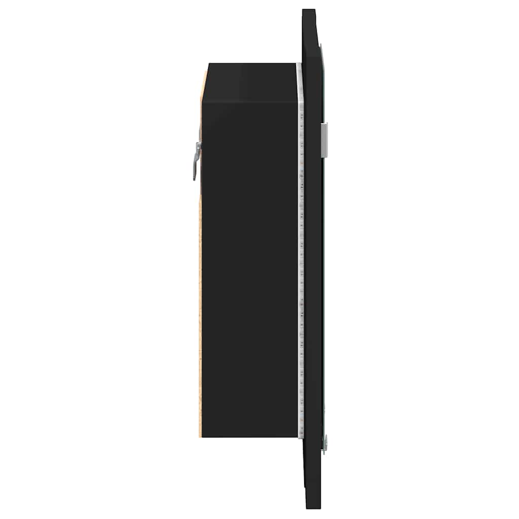 badeværelsesskab m. spejl og LED-lys 40x12x45 cm akryl sort