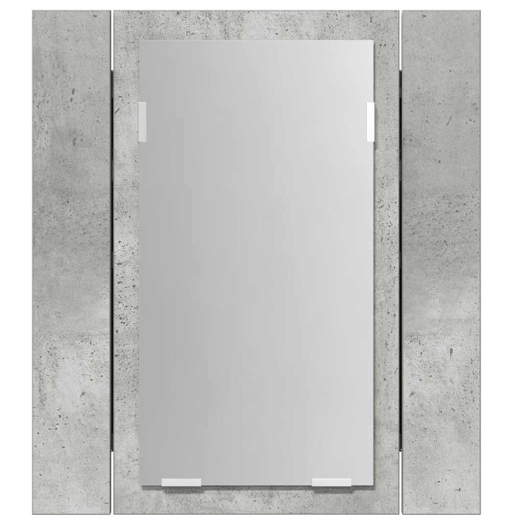 badeværelsesskab m. spejl og LED-lys 40x12x45 cm akryl betongrå
