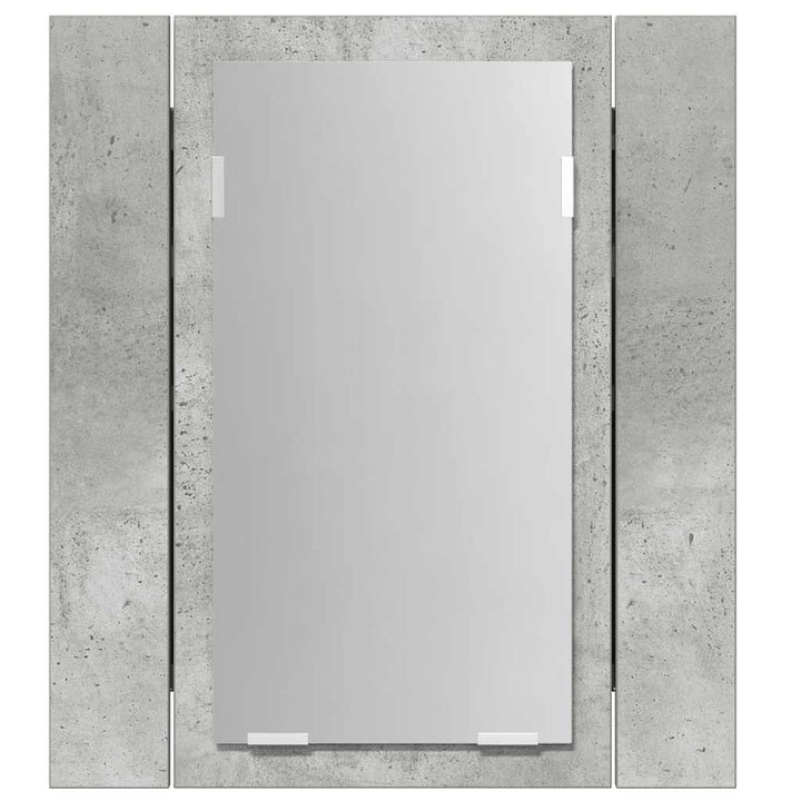 badeværelsesskab m. spejl og LED-lys 40x12x45 cm akryl betongrå