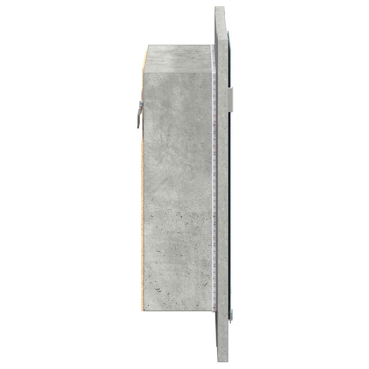 badeværelsesskab m. spejl og LED-lys 40x12x45 cm akryl betongrå