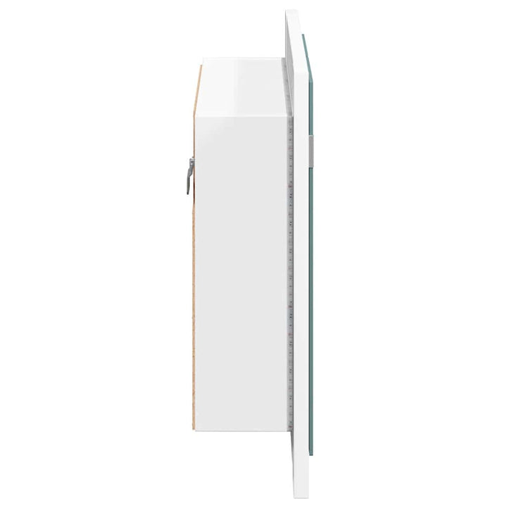 badeværelsesskab m. spejl og LED-lys 60x12x45 cm akryl hvid