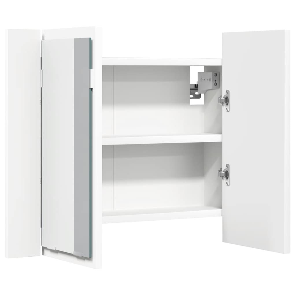 badeværelsesskab m. spejl og LED-lys 60x12x45 cm akryl hvid