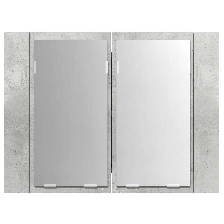 badeværelsesskab m. spejl og LED-lys 60x12x45 cm akryl betongrå