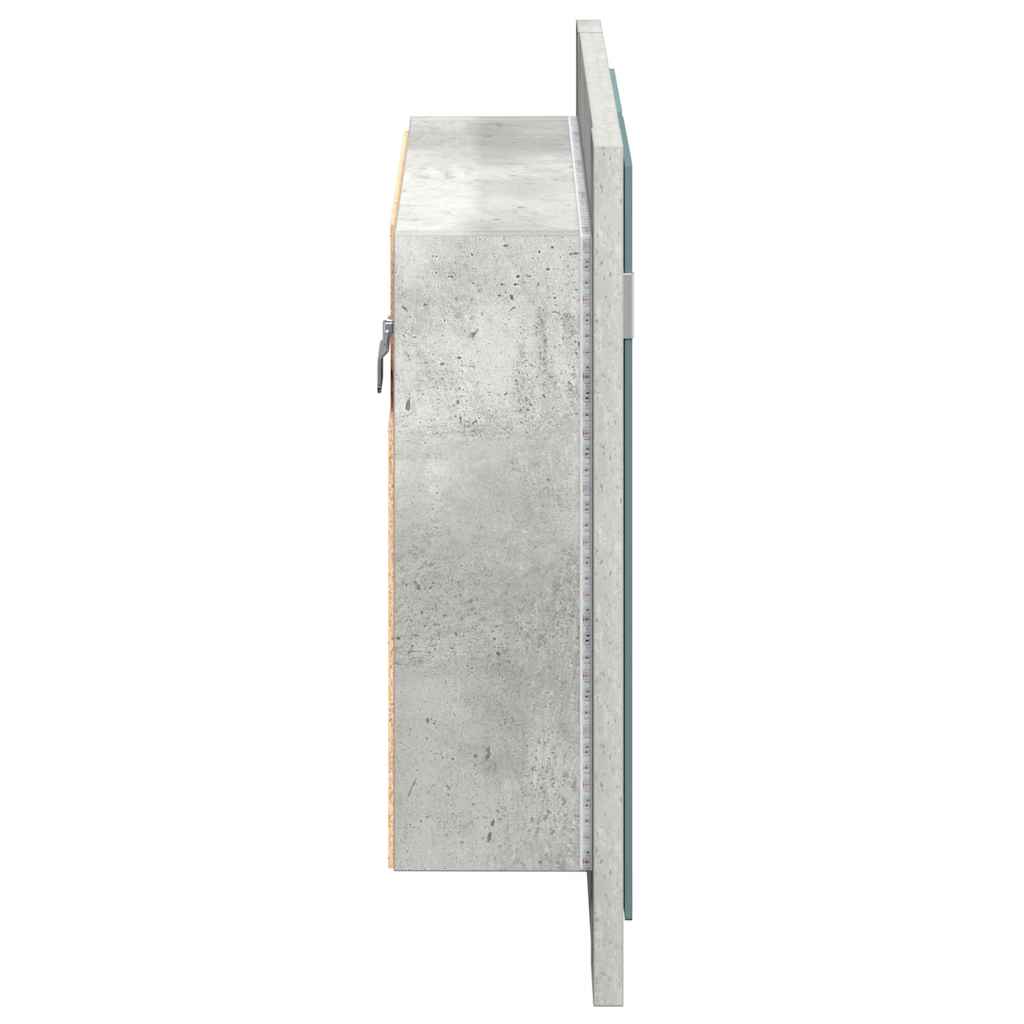 badeværelsesskab m. spejl og LED-lys 60x12x45 cm akryl betongrå