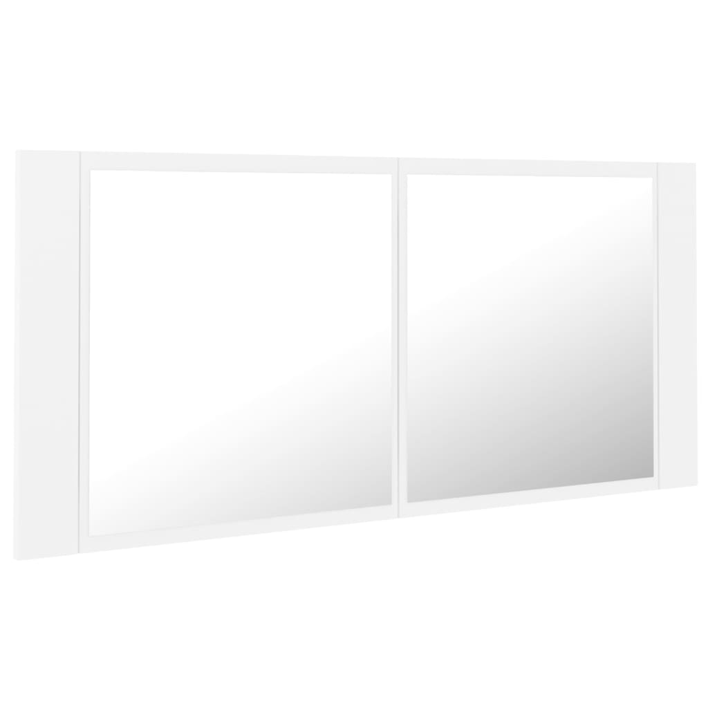 badeværelsesskab med LED-lys 100x12x45 cm akryl hvid