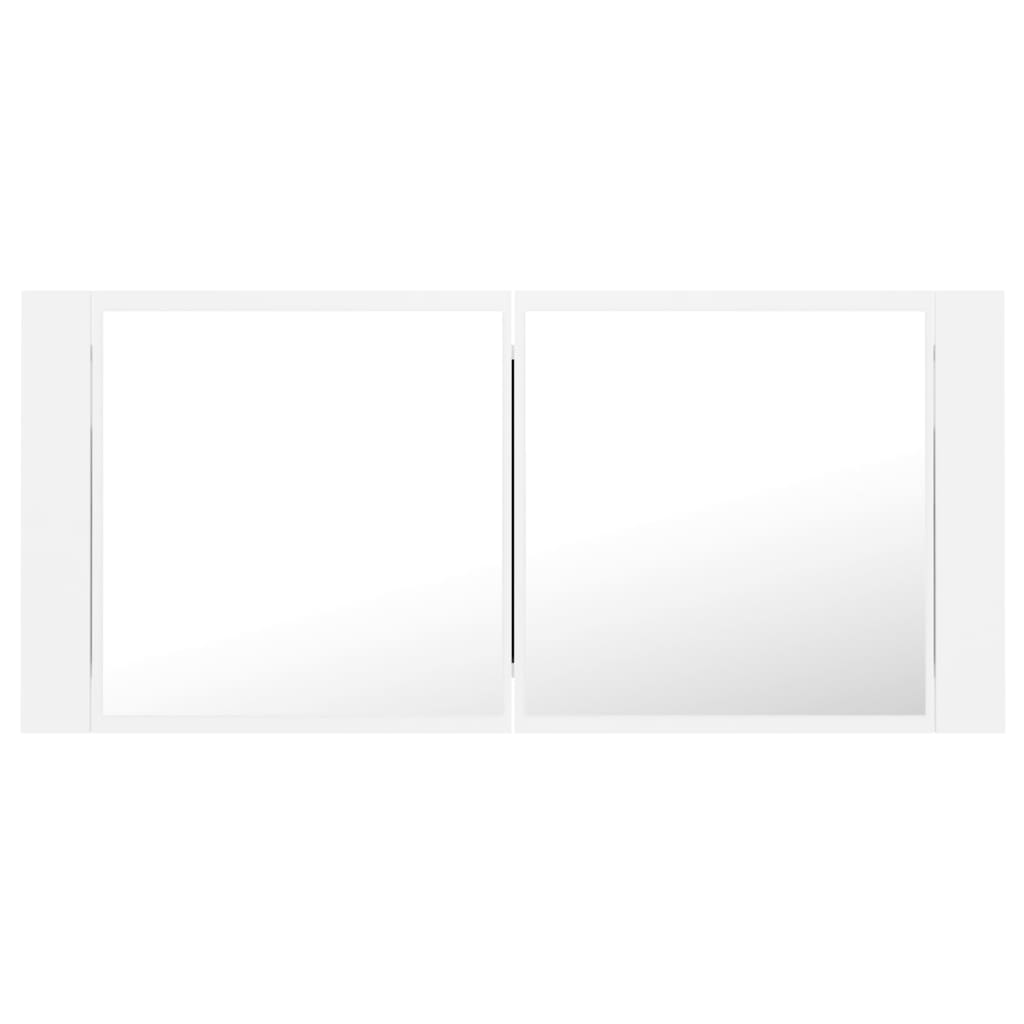 badeværelsesskab med LED-lys 100x12x45 cm akryl hvid