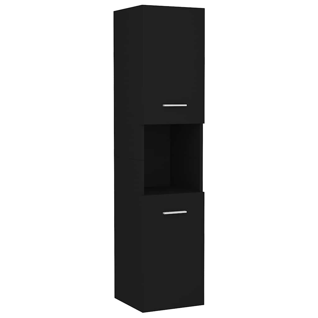 badeværelsesskab 30x30x130 cm konstrueret træ sort