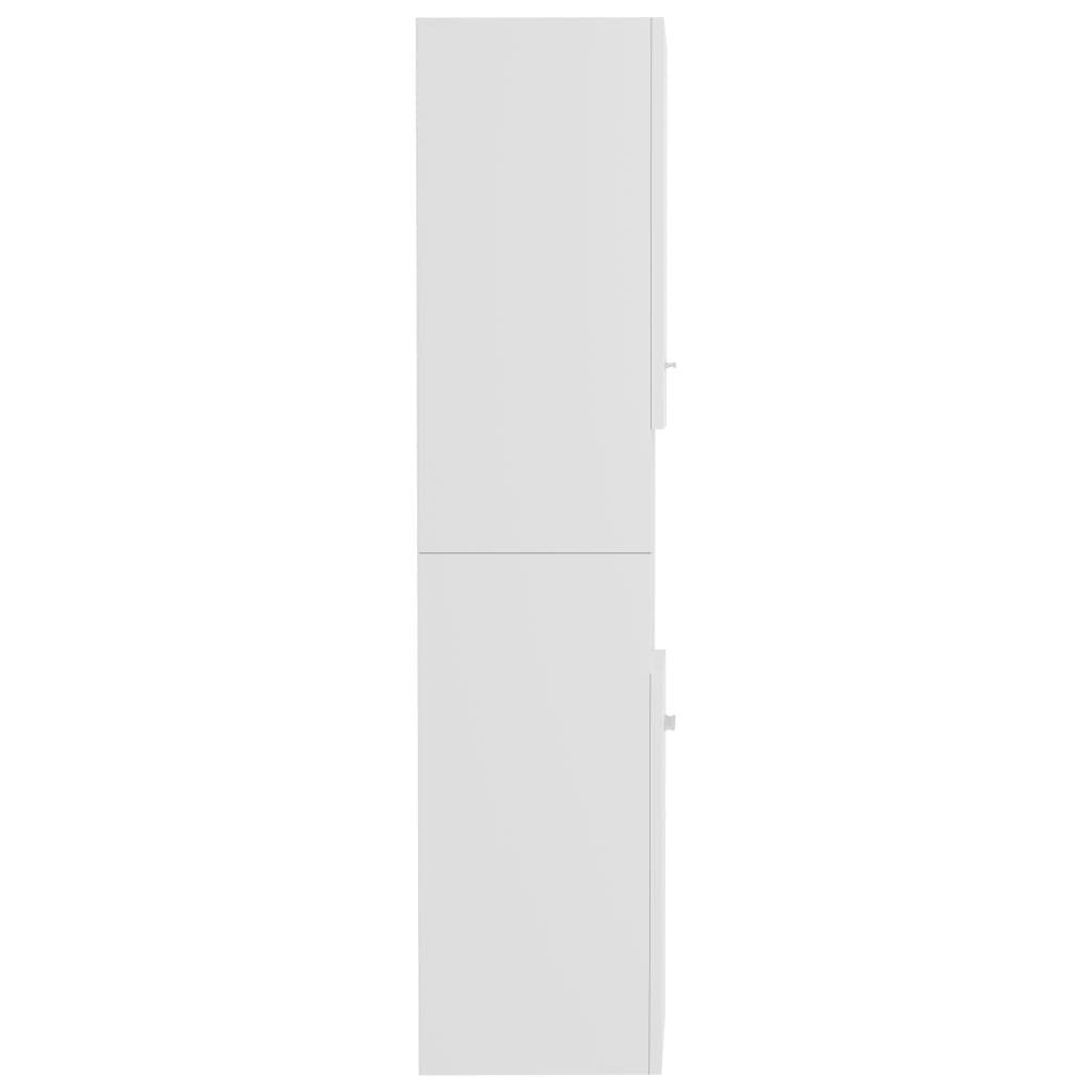 badeværelsesskab 30x30x130 cm konstrueret træ hvid højglans