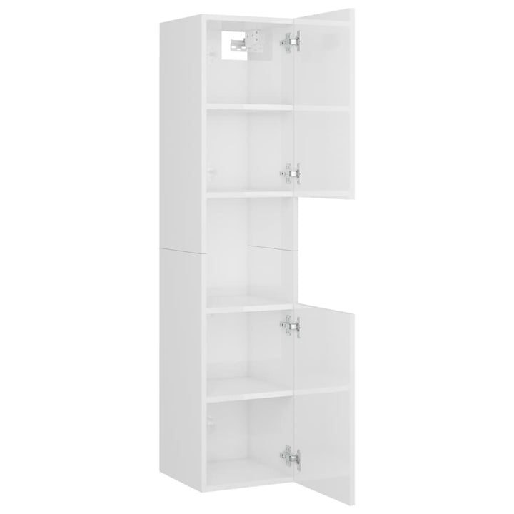 badeværelsesskab 30x30x130 cm konstrueret træ hvid højglans