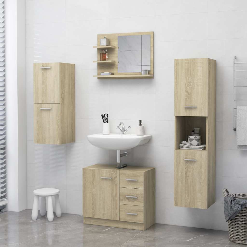 badeværelsesspejl 60x10,5x45 cm konstrueret træ sonoma-eg