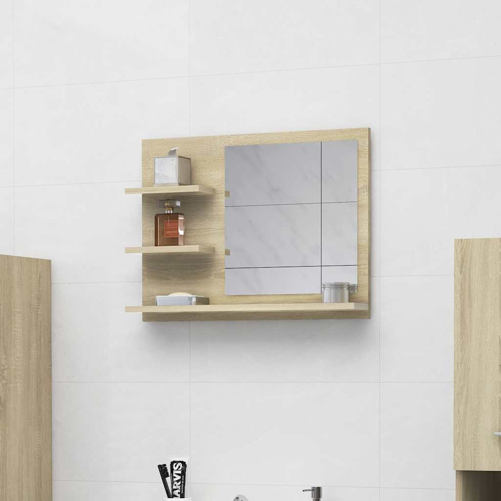 badeværelsesspejl 60x10,5x45 cm konstrueret træ sonoma-eg