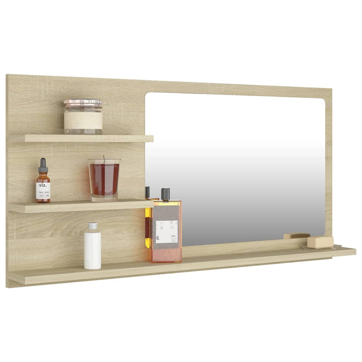 badeværelsesspejl 90x10,5x45 cm konstrueret træ sonoma-eg