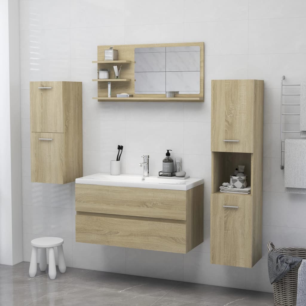 badeværelsesspejl 90x10,5x45 cm konstrueret træ sonoma-eg