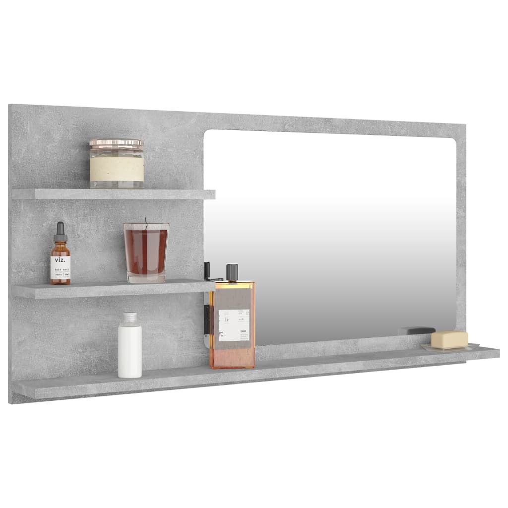 badeværelsesspejl 90x10,5x45 cm konstrueret træ betongrå