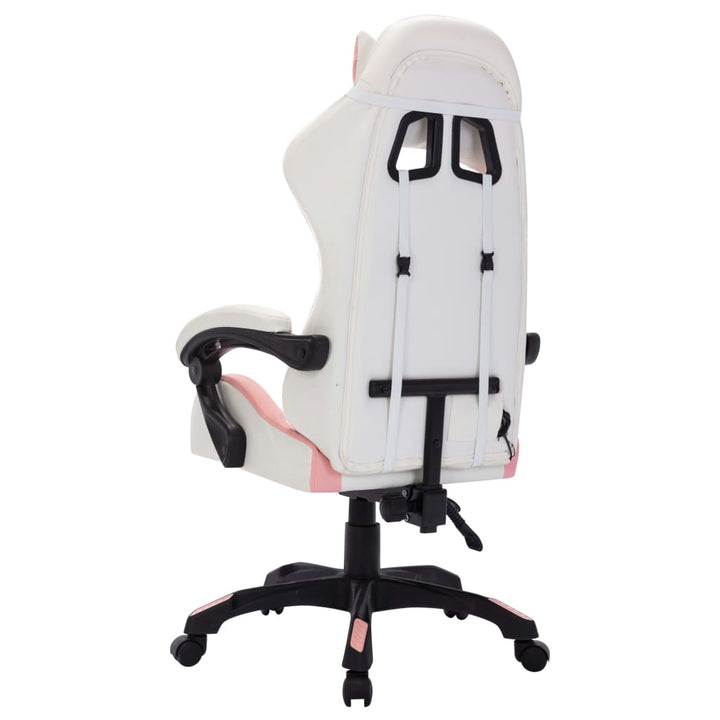 gamingstol med LED-lys RGB-farver kunstlæder pink og sort