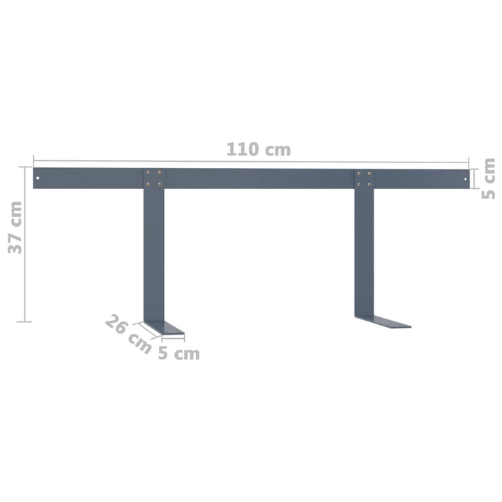 ryglæn til pallesofa 110 cm jern lysegrå