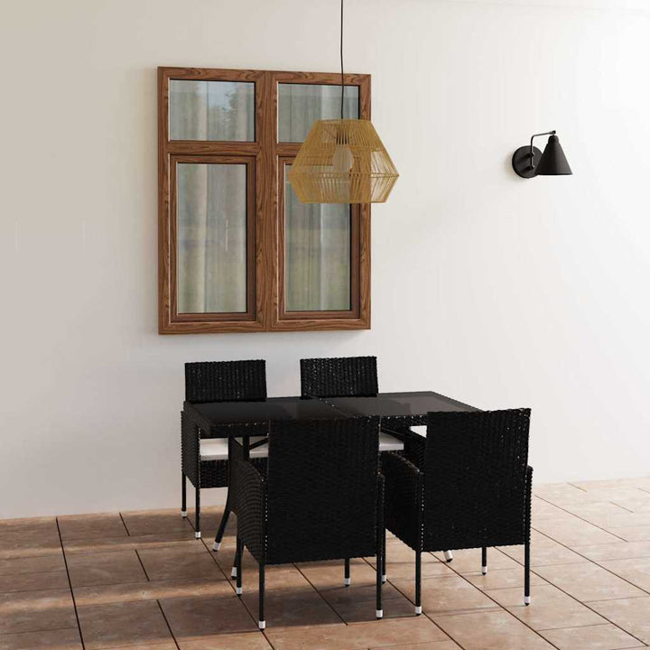 spisebordssæt til haven 5 dele polyrattan sort
