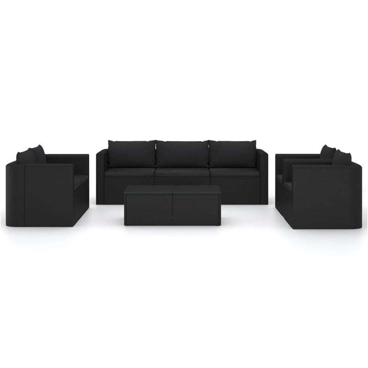 loungesæt til haven 9 dele med hynder polyrattan sort