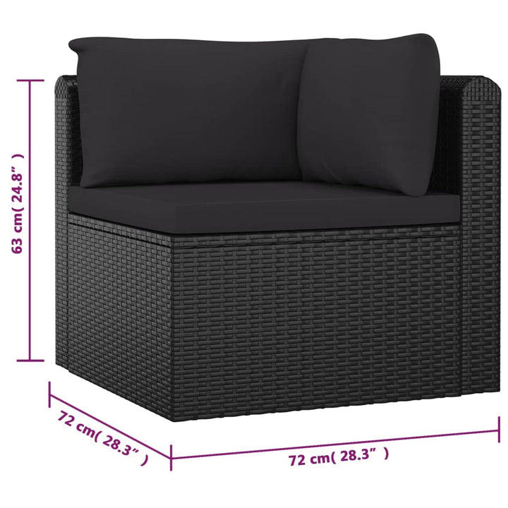 loungesæt til haven 9 dele med hynder polyrattan sort