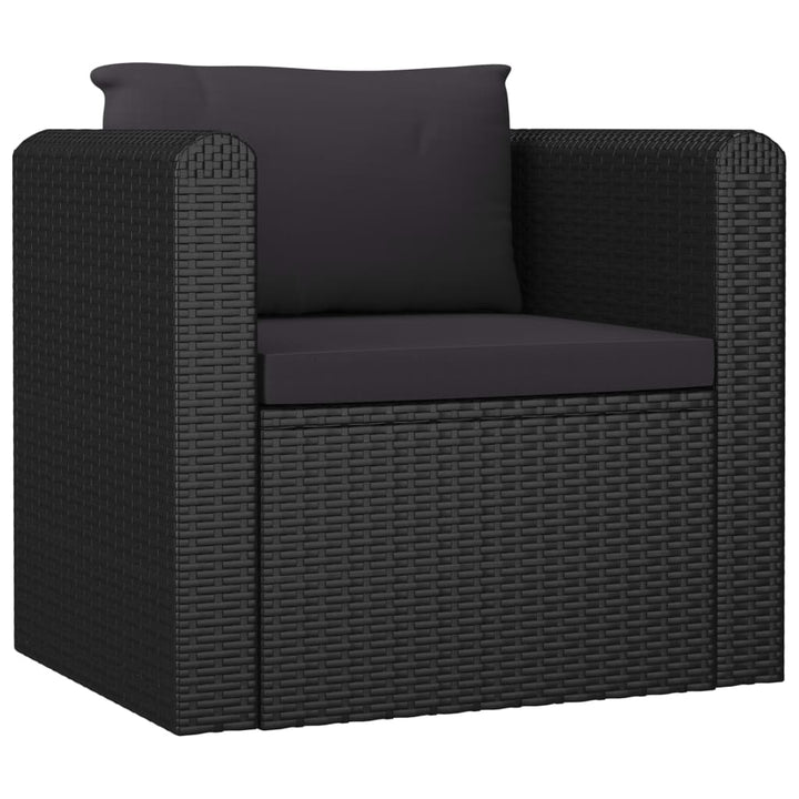 loungesæt til haven 7 dele med hynder polyrattan sort