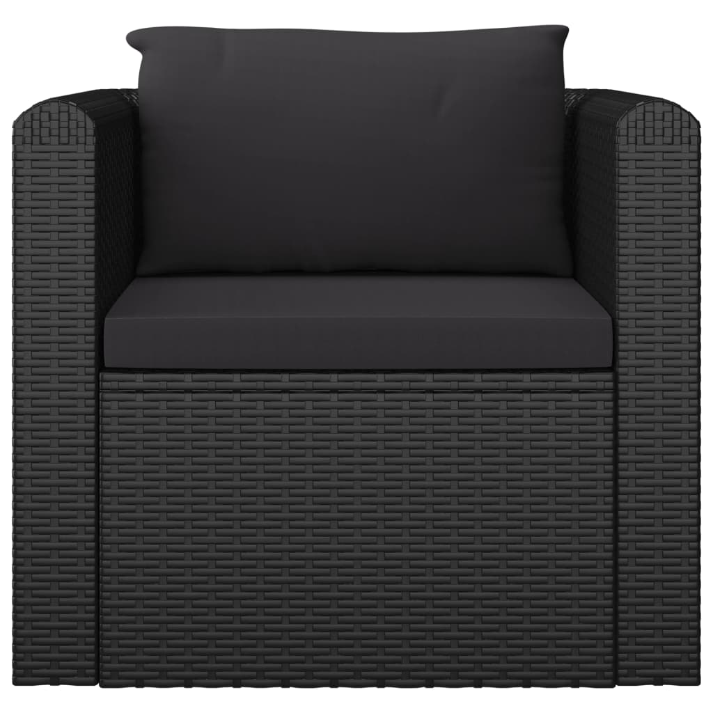 loungesæt til haven 7 dele med hynder polyrattan sort