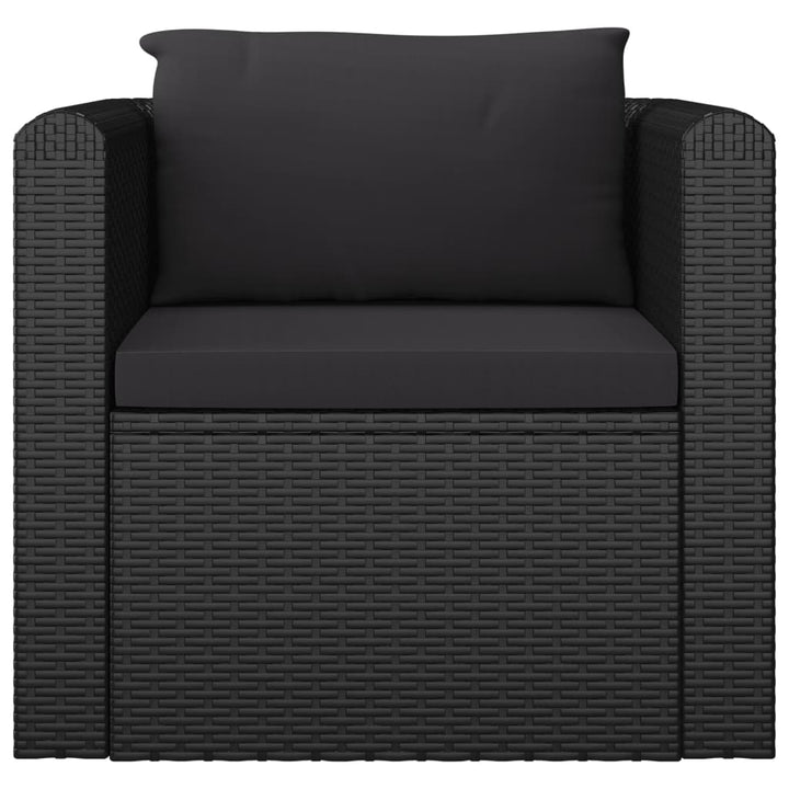 loungesæt til haven 7 dele med hynder polyrattan sort