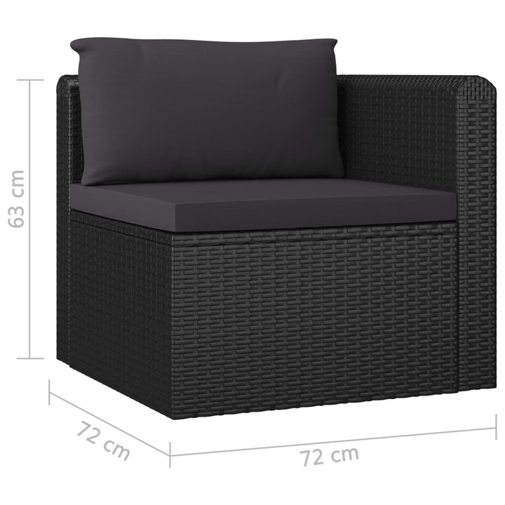 loungesæt til haven 7 dele med hynder polyrattan sort