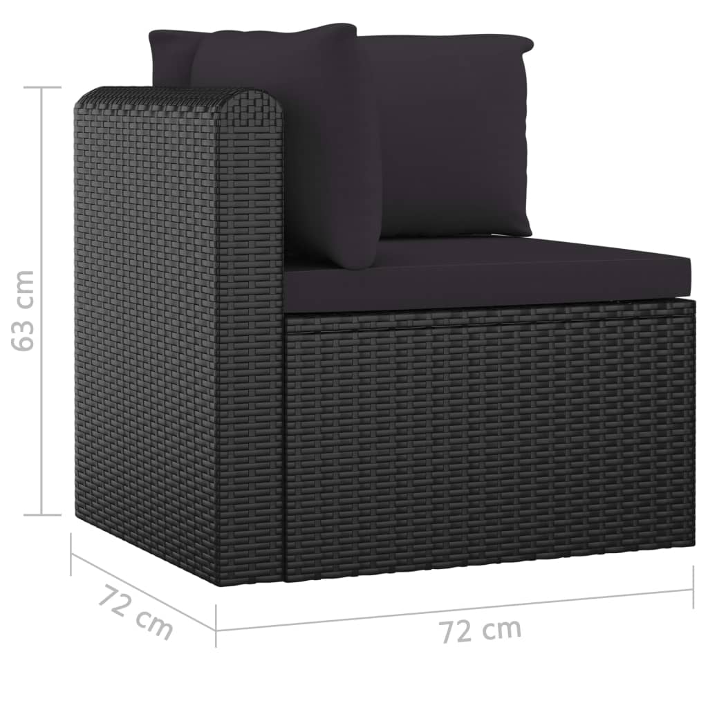 loungesæt til haven 7 dele med hynder polyrattan sort