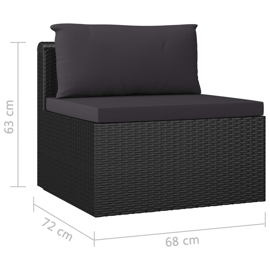 loungesæt til haven 7 dele med hynder polyrattan sort
