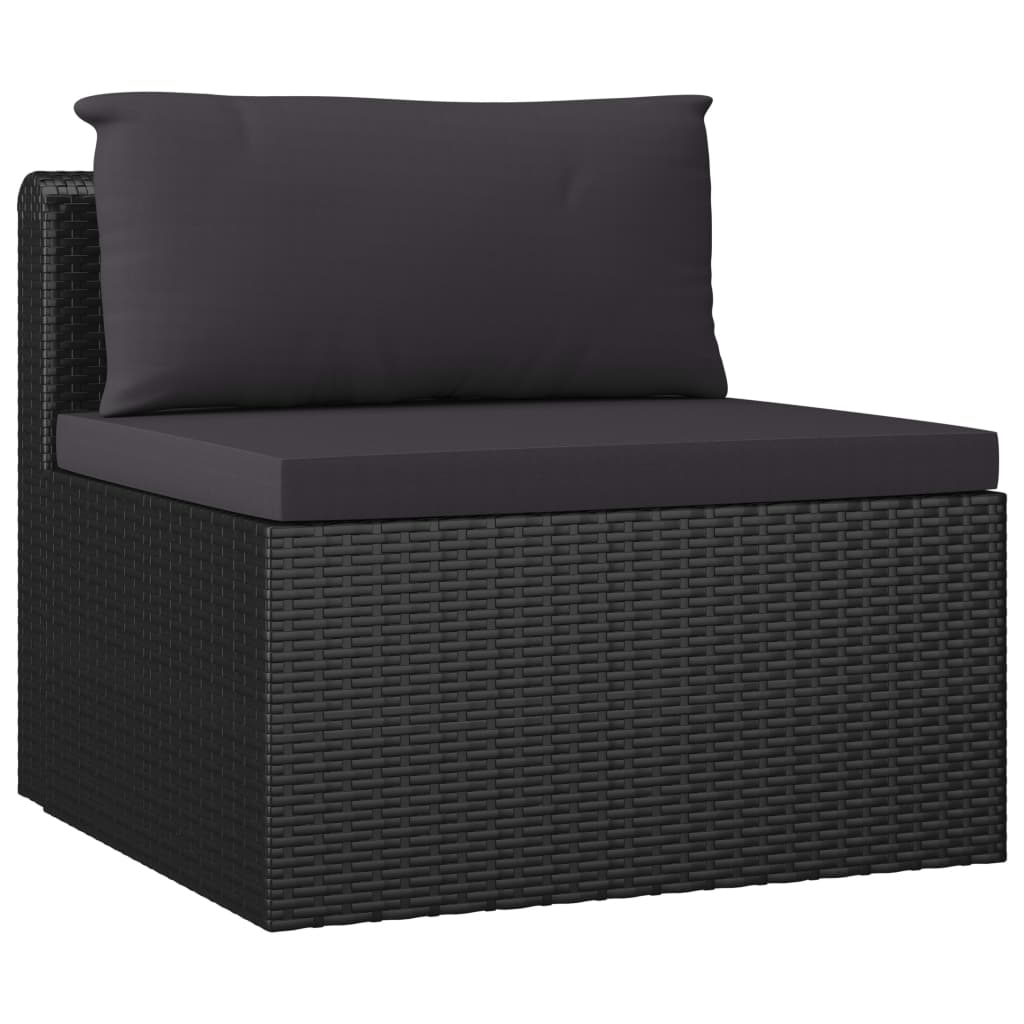 loungesæt til haven 9 dele med hynder polyrattan sort