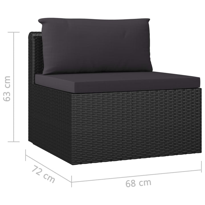 loungesæt til haven 9 dele med hynder polyrattan sort