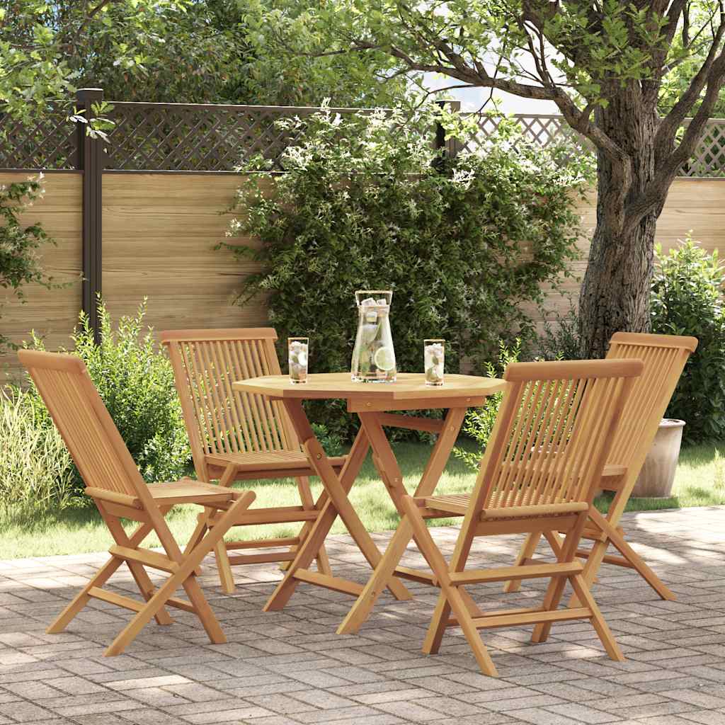 spisebordssæt til haven 5 dele massivt teaktræ
